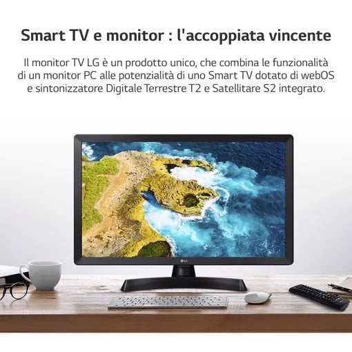 Lg Smart Tv 24" Led Hd Ready Fhd Monitor Tv Nero Dvb-T2 Usb Wifi (23.6") 59,9 Cm
