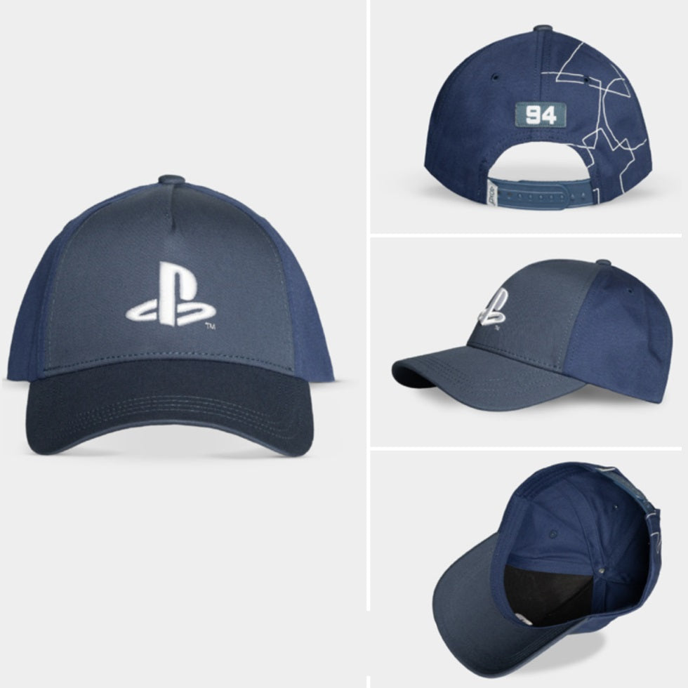 Difuzed - PlayStation Blu Navy 94 Logo Ufficiale Strapback - Berretto Cappello con Visiera Curva Stile Baseball Cap