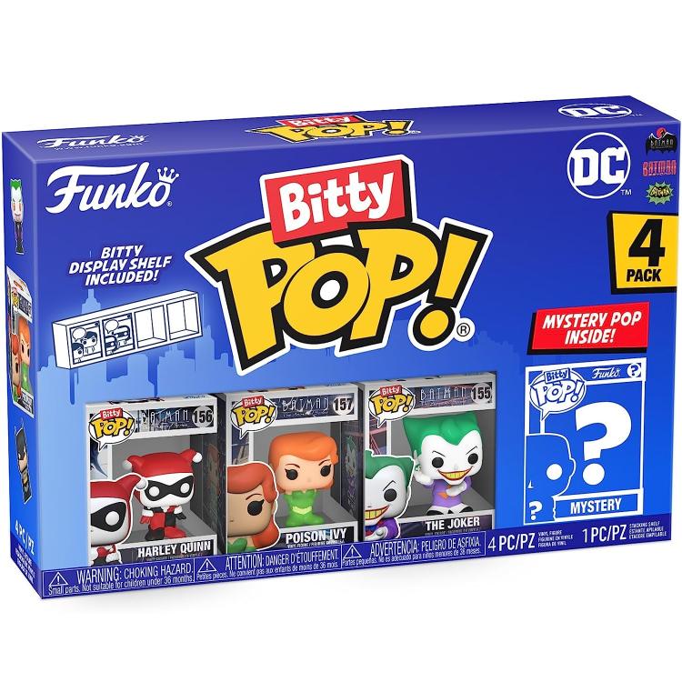 Funko Bitty Pop! Dc Comics 4Pack - Harley Quinn/Poison/The Joker +Figure Mistery