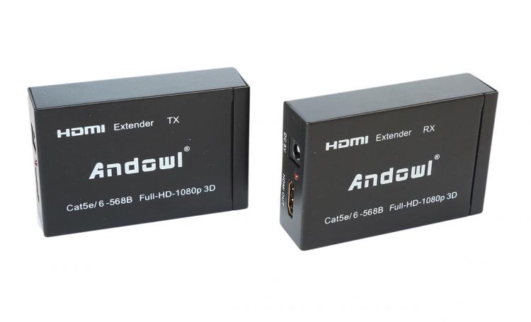 COPPIA HDMI EXTENDER ETHERNET CAVO DI RETE LAN OVER CAT5E CAT6 60 METRI 1080P 3D