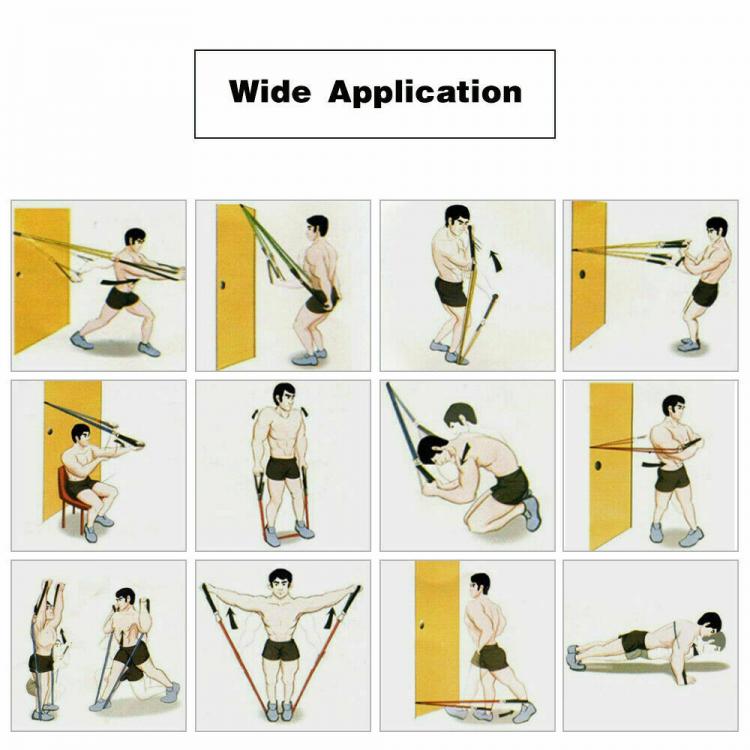 Kit 10 Fasce Bande Elastiche Elastici Fitness Palestra Resistenza Maniglie Forza