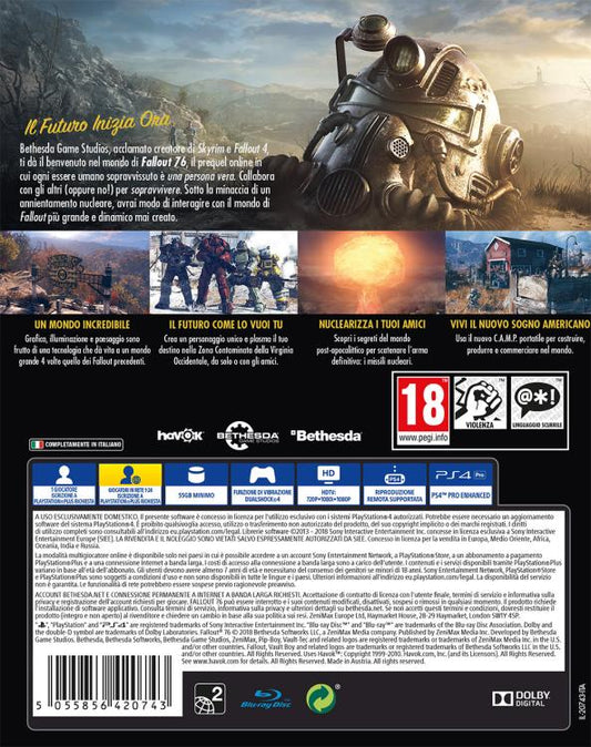 Fallout 76 Ps4 Gioco Italiano Playstation 4 Copertina Italiana Videogioco Pal