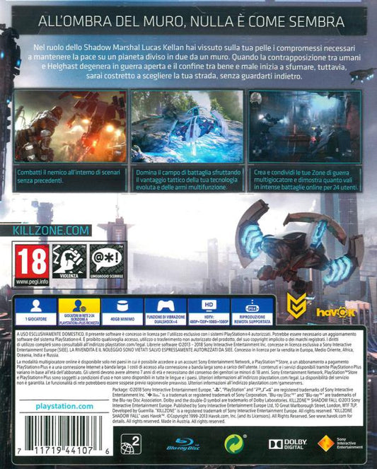 Killzone Shadow Fall Gioco Ps4 Italiano Nuovo Play Station 4 Videogioco Sony