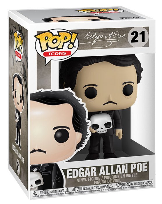 Funko Pop ! Icons Edgar Allan Poe (21) W/ Skull Teschio Figure Vinyl 9Cm Nuovo