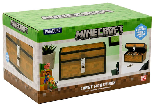 Paladone - Minecraft Chest Money Box Salvadanaio Forziere + Lucchetto (2 Chiavi)