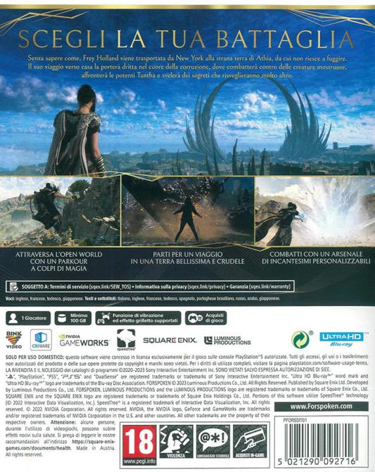 Forspoken Ps5 Gioco Italiano Playstation 5 Videogioco Nuovo Sigillato Ita