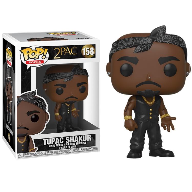 Funko Pop ! Rocks 2Pac - (158) Tupac Shakur W/ Bandana Figure Vinyl Gold Outfit