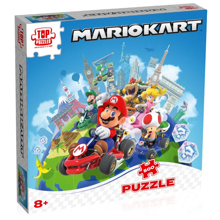 Puzzle 500Pz Mario Kart In Giro Per Il Mondo - Swiitch 2 Nintendo + Poster Moves