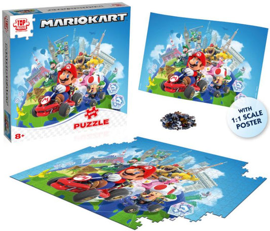 Puzzle 500Pz Mario Kart In Giro Per Il Mondo - Swiitch 2 Nintendo + Poster Moves