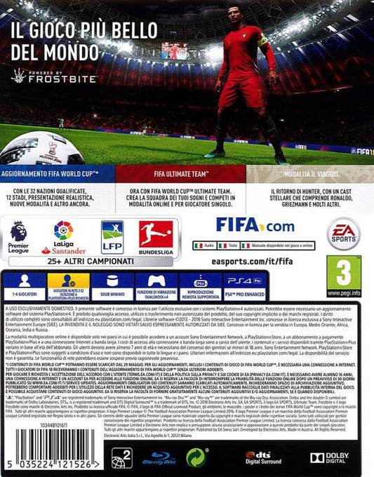 Fifa 18 Ps4 Italiano Videogioco Playstation 4 Gioco Pal Standard Edition Ita Ps5
