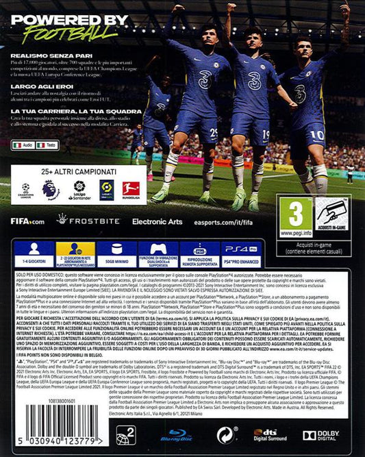 Fifa 22 Ps4 Italiano Gioco Playstation 4 Pal Ita Videogioco 2022 Nuovo Upg Ps5