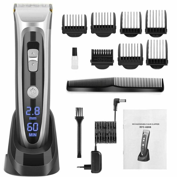 Rasoio Tagliacapelli Elettrico Regola Barba Ricaricabile Display Pettini - 688B