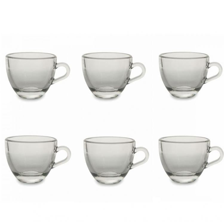Set Servizio 6 Tazzine Tazze Da Caffè Bar Colazione Trasparente Ceramica 6X7Cm