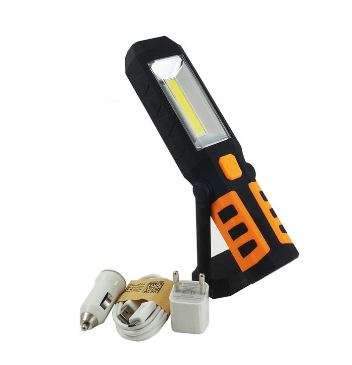 Lampada Torcia Lavoro Calamita Portatile Led Ricaricabile Da Officina Pesca Faro