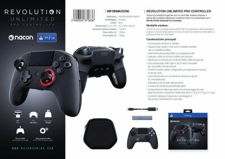 CONTROLLER NACON REVOLUTION WIRELESS UNLIMITED V3 PLAY STATION 4 NERO PS4 - PC