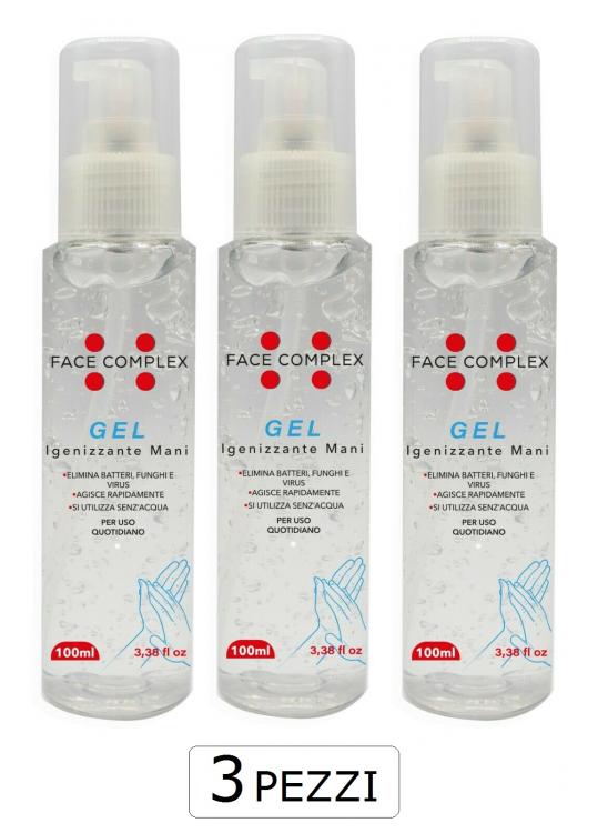 3pz -GEL IGIENIZZANTE MANI TIPO DISINFETTANTE FACE COMPLEX 3 X 100ML - 300ML