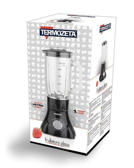 Frullatore Termozeta Glass Nero Caraffa In Vetro 1L 1 Litro 400 W - 2 Velocita'
