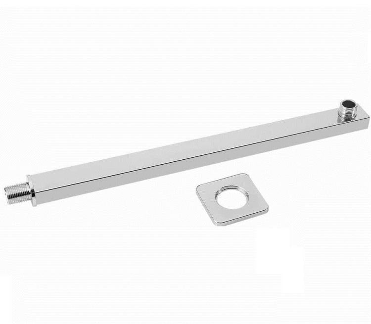 BRACCIO PER SOFFIONE DOCCIA QUADRATO ACCIAIO CON ROSONE CROMATO BAGNO 35CM 59495