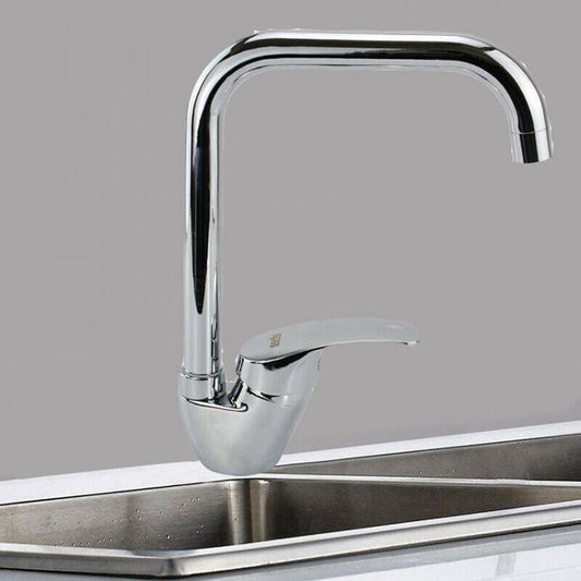 Rubinetto Cucina Miscelatore Lavello Canna Alta Quadrata In Ottone Cromato 69204