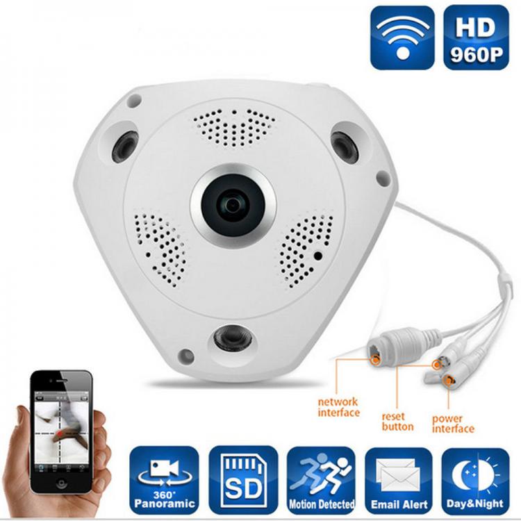 Telecamera Ip Panoramica 360 Gradi Notturna P2P Videocamera Sorveglianza Hd Vr