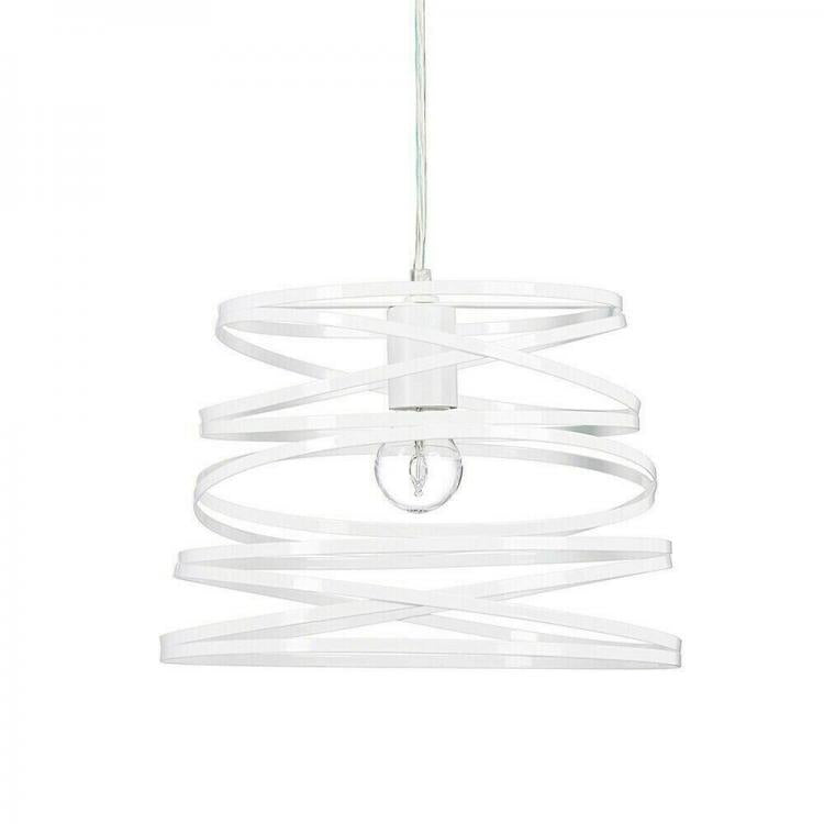 Lampadario Moderno Sospensione Fasce Intrecciate Ferro Attacco E27 120Cm |Bianco