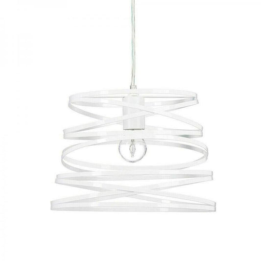 Lampadario Moderno Sospensione Fasce Intrecciate Ferro Attacco E27 120Cm |Bianco