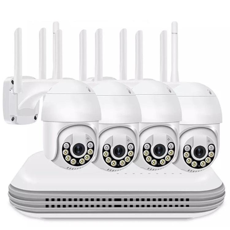 Kit Videosorveglianza Wireless Nvr 4 Canali 4 Telecamere Ptz Motorizzate Wi-Fi