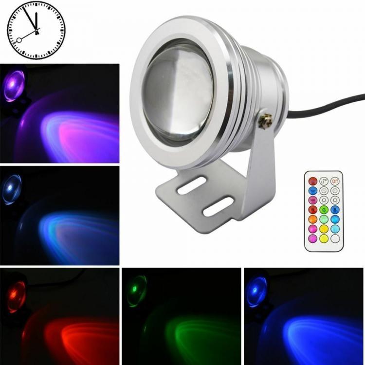 Faro Faretto Led Proiettore 10W Rgb Ip67 Da Immersione E Esterno Waterproof 12V