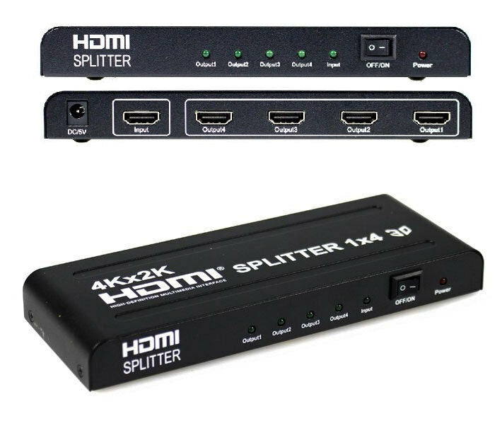 Splitter Hdmi 1.4 1080P 3D 4K Full Hd 4 Uscite Alta Risoluzione - Dvd Tv Ps4 Pc