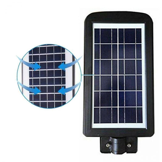 Lampione Stradale Faro Led 60W Pannello Solare Telecomando Sensore Crepuscolare