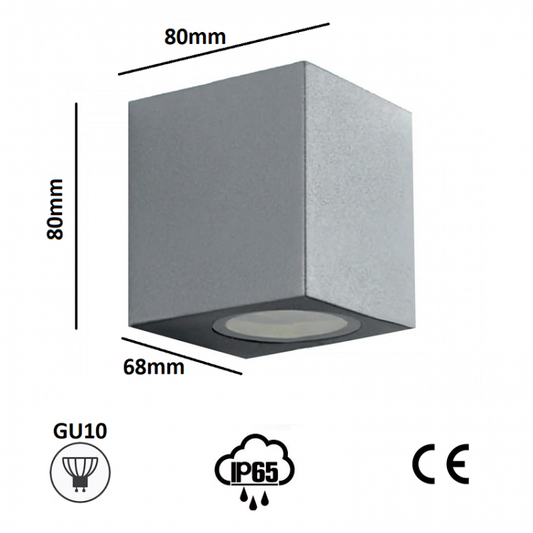 APPLIQUE PER ESTERNO LED LAMPADA GIARDINO ATTACCO GU10 MURO FARETTO IP65/GRIGIO