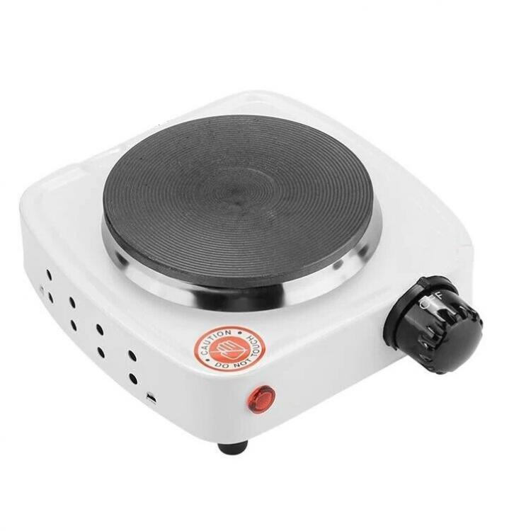 Mini Fornello Elettrico 500W Regolabile Piastra Ghisa Viaggio Campeggio Bianco