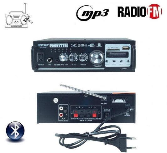 AMPLIFICATORE AUDIO STEREO 2 CANALI BLUETOOTH USB SD MP3 KARAOKE WG-806BT