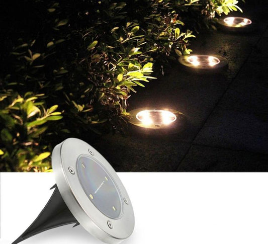 2 FARO LAMPADA LED SOLARE DA ESTERNO GIARDINO FARETTO 4 LED PICCHETTO SEGNAPASSI