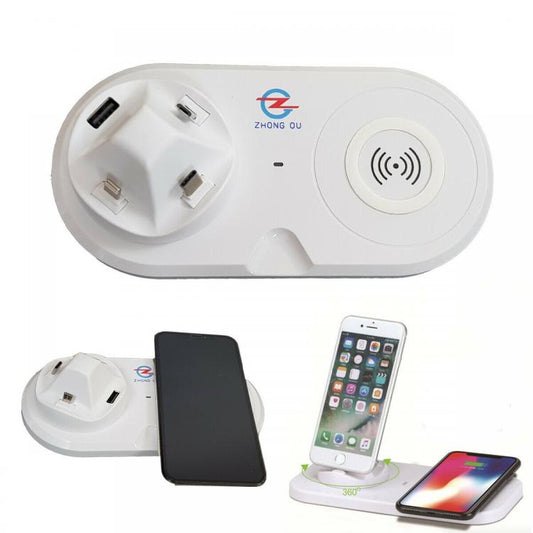 CARICABATTERIA STAZIONE RICARICA WIRELESS 5in1 IPHONE TYPE-C MICRO USB LIGHTNIG