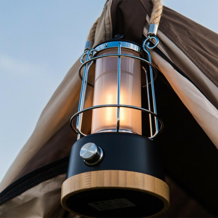 Lanterna Retro Led Dimmerabile-Cct Ricaricabile Luce Da Campeggio Canapa/Bamboo