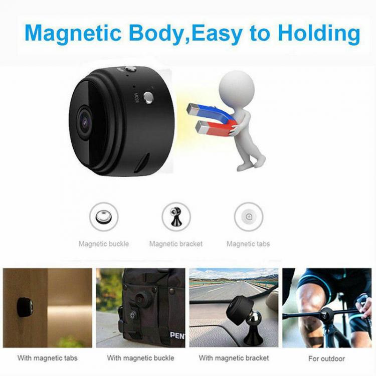 Mini Telecamera Spia Microcamera Ip Wifi Nascosta Infrarossi Calamita A Batteria