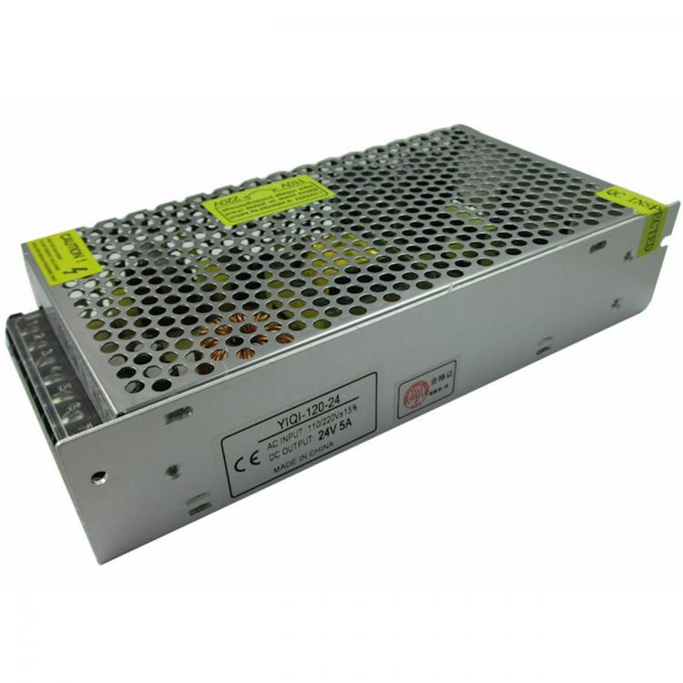 ALIMENTATORE TRASFORMATORE STABILIZZATO STRISCE LED 24V - 5A TRIMMER 110v/220v