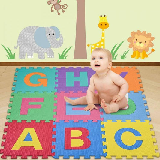 Tappeto Puzzle Per Bambini 10Pz Gioco Tappetino Morbido Lettere Alfabeto Gomma