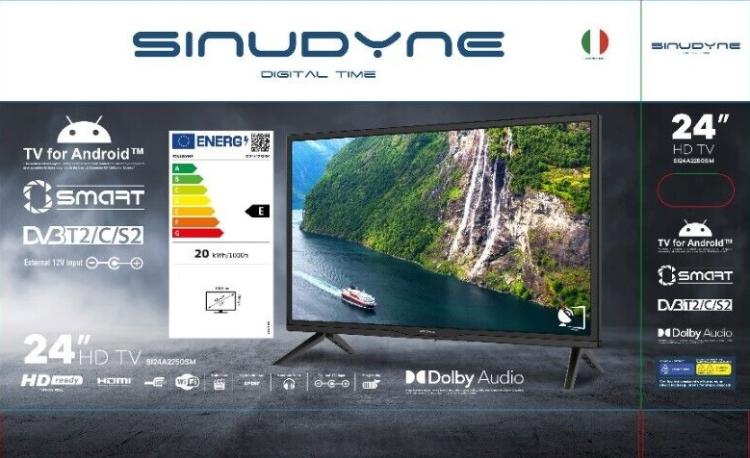 Sinudyne Smart Tv Led 24" Pollici 12V Hd Dvb-T2/S2 Hdmi Scart Hotel Camper Barca