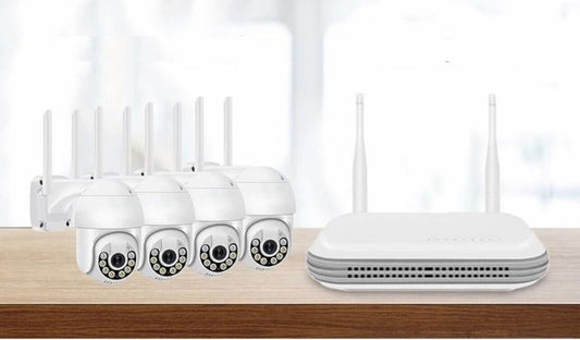 Kit Videosorveglianza Wireless Nvr 4 Canali 4 Telecamere Ptz Motorizzate Wi-Fi