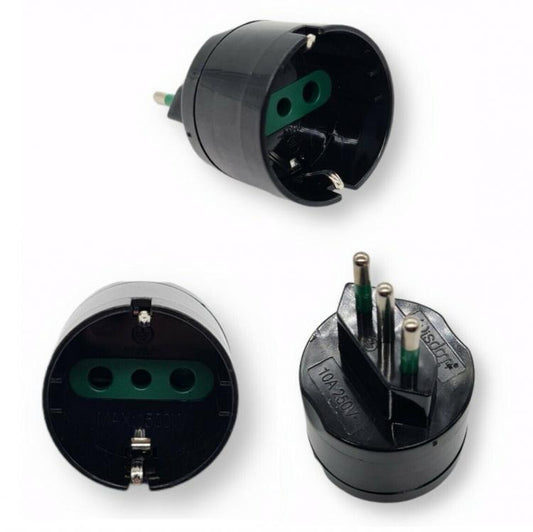 10pz ADATTATORE SPINA PICCOLA 10A S11 CON PRESA SHUKO BIANCO ITALIA 1500W XC5038