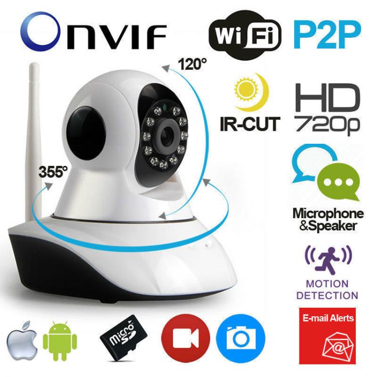Telecamera Ip Camera Hd 720P Wireless Led Ir Lan Motorizzata Wifi Rete Registra