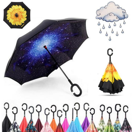 Ombrello Reversibile Apertura Al Contrario Auto Rovesciato Anti Pioggia Inverso