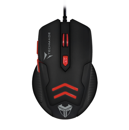Techmade Kit Mouse Usb + Tappetino Gaming Led Rosso Desktop Mousepad Pc Notebook