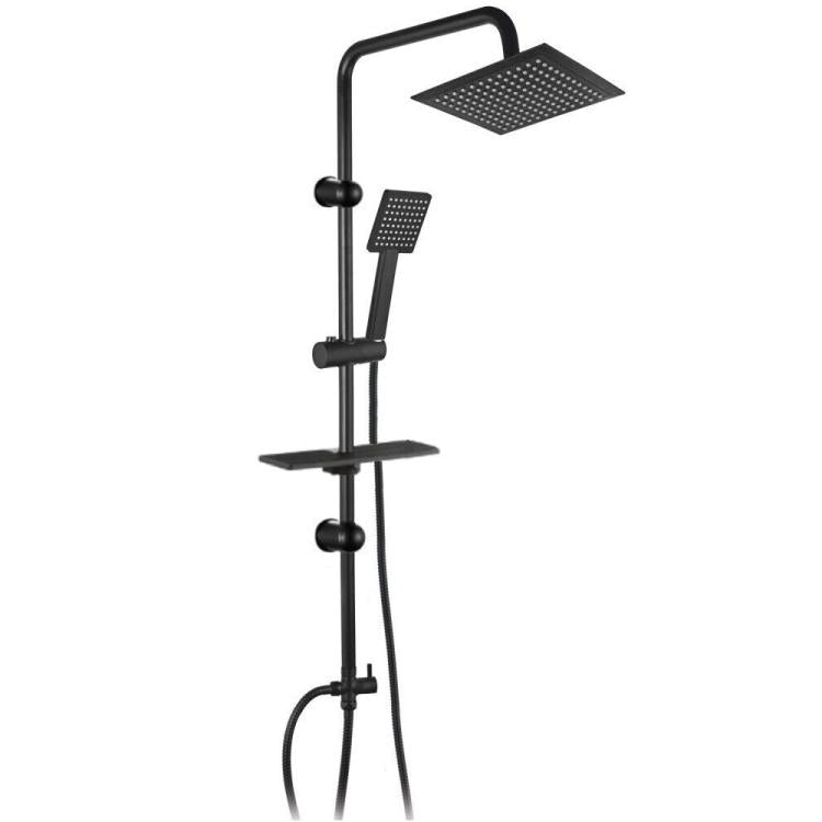 ASTA SALISCENDI NERA COLONNA DOCCIA CON SOFFIONE FISSO DOCCETTA SET DOCCIA 87126