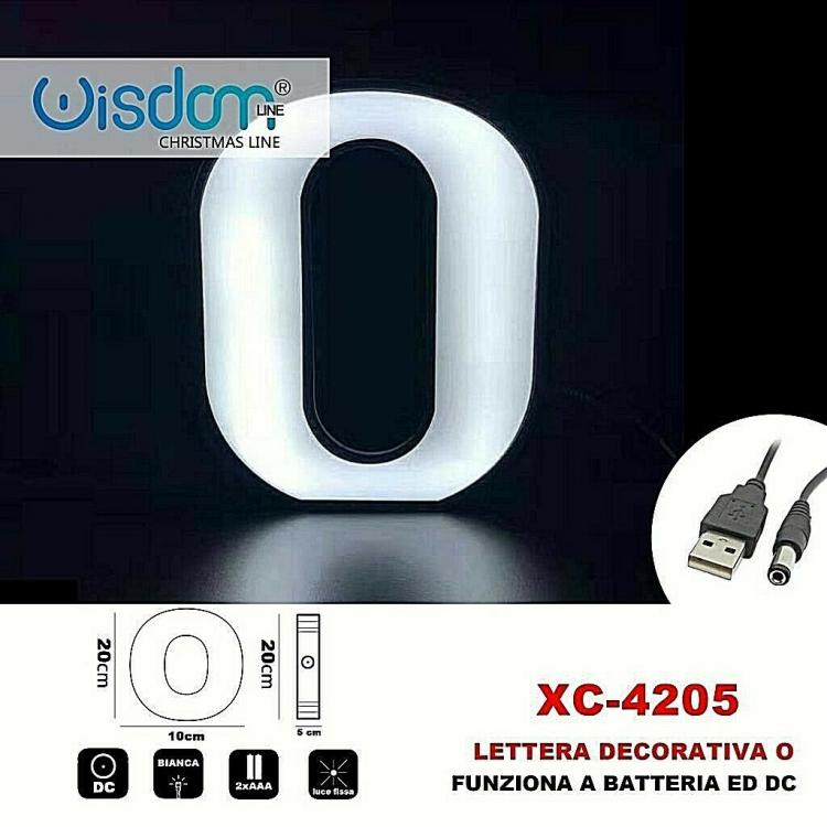 Lettera O Led Decorativa Luminosa A Batterie Natalizia Per Addobbi Luce Bianca