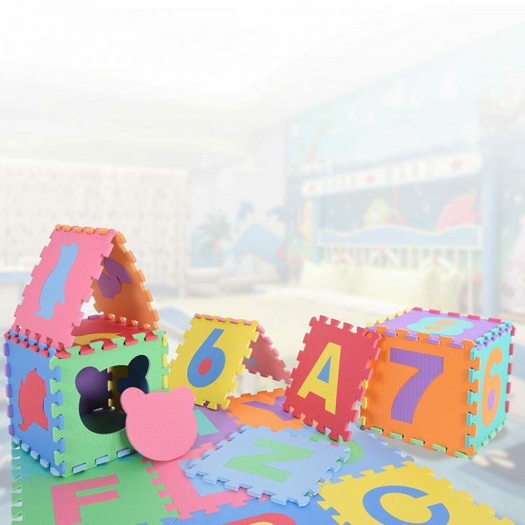 Tappeto Puzzle Per Bambini 10Pz Gioco Tappetino Morbido Numeri Colorati In Gomma