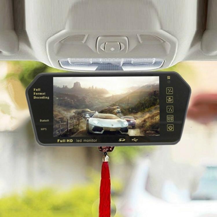 Specchietto Retrovisore Monitor 7" Bluetooth Mp5 Micro Sd Usb Auto X Retrocamera