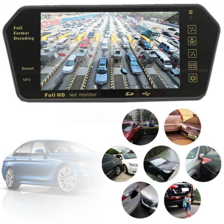 Specchietto Retrovisore Monitor 7" Bluetooth Mp5 Micro Sd Usb Auto X Retrocamera